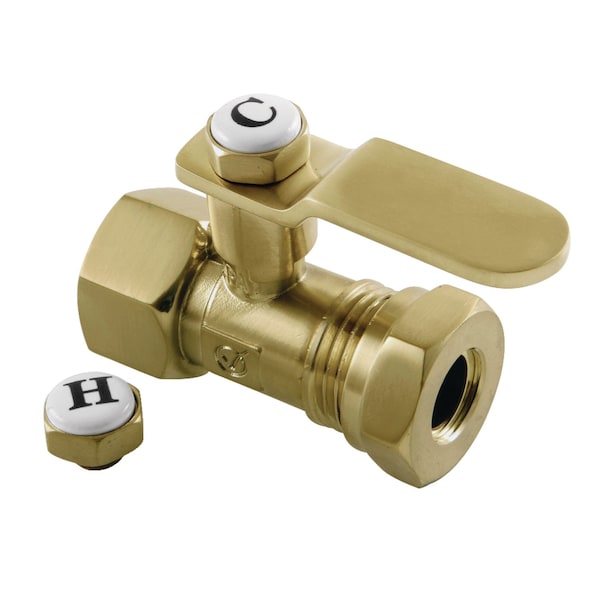 Kingston Brass CA4415BB 1/2" FIP x 1/2" or 7/16" Slip Joint Straight Stop Valve, Brushed Brass CA4415BB - main